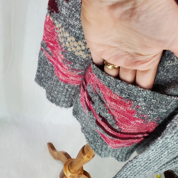Lucky Brand Intarsia Southwest Open Cardigan Sweater Aztec Western Cozy Sz S - Picture 9 of 11